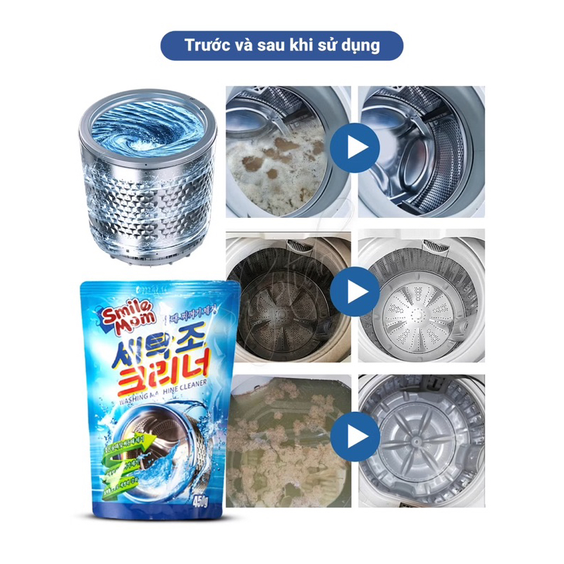 sale giảm giá 60% Túi Tẩy Lồng Máy Giặt Hàn Quốc SANDOKKAEBI Siêu Sạch SMILE MOM - Túi 450g