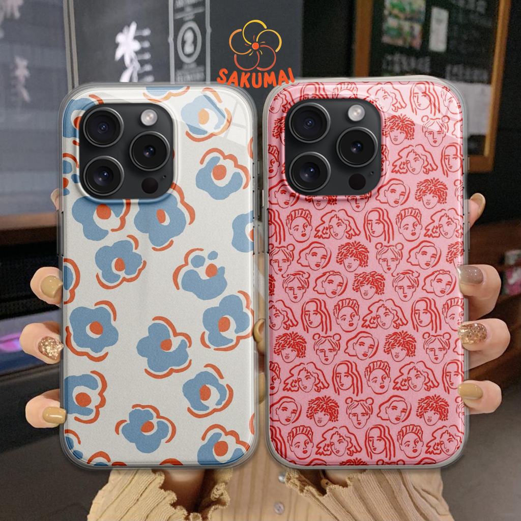 Ốp Iphone Chất, Ốp Iphone Đẹp Độc Lạ Hàn Quốc Thời Trang Độc Hoạ Tiết Dễ Thương Cho Iphone 16 15 14 13 12 11 - SakuMai