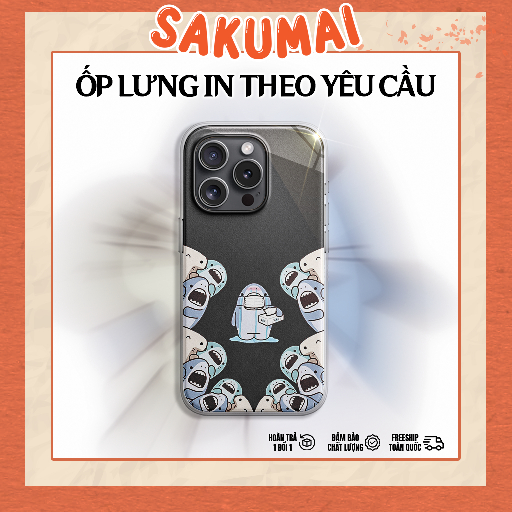 Ốp Iphone Độc Lạ, Ốp Lưng Iphone Độc Lạ Vỏ Hoạ Tiết Cá Mập Dễ Thương Cho Iphone 16 15 14 13 12 11 Pro Promax - SakuMai
