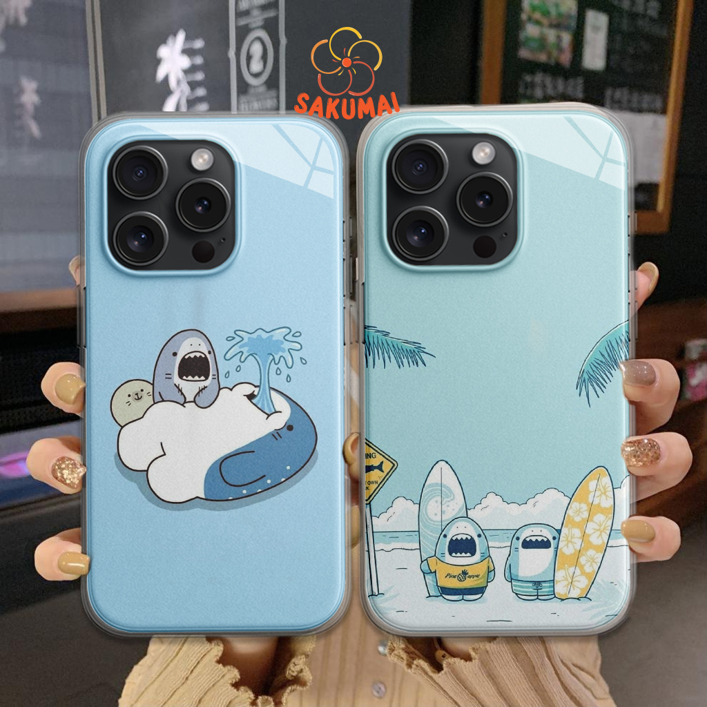 Ốp Iphone Độc Lạ, Ốp Lưng Iphone Độc Lạ Vỏ Hoạ Tiết Cá Mập Dễ Thương Cho Iphone 16 15 14 13 12 11 Pro Promax - SakuMai