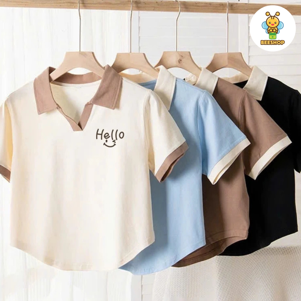 Áo polo chữ Hello cho bé gái size đại BEESHOP H25081
