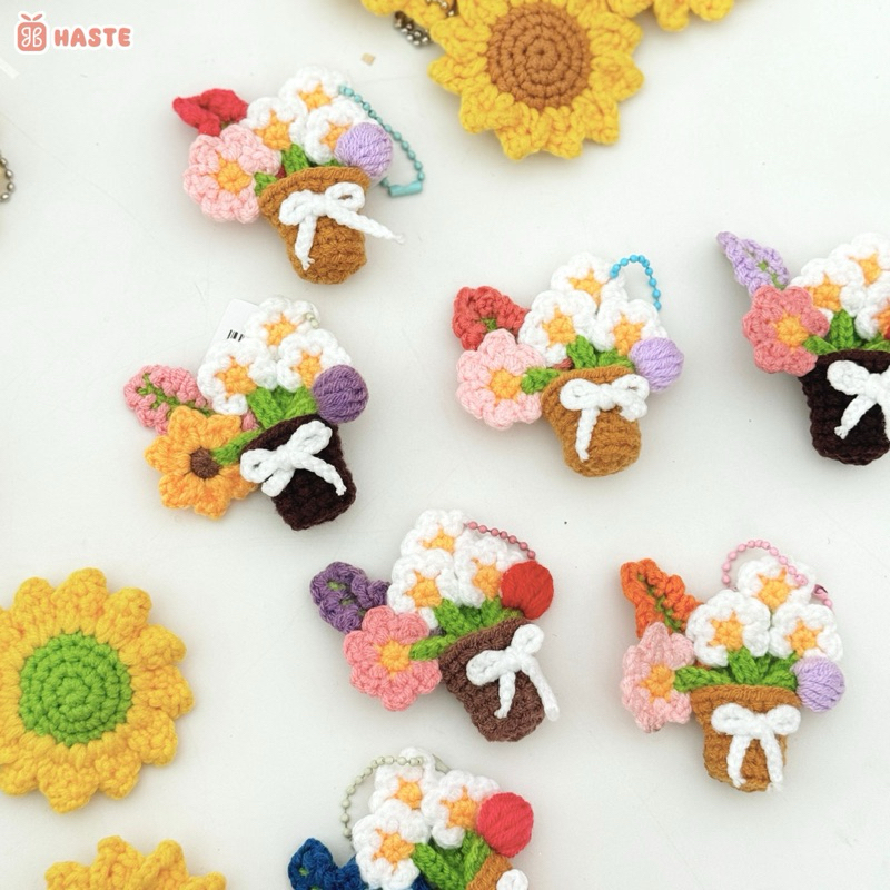 Móc Khoá Len Hoa Hướng Dương Bó Hoa Mini Dễ Thương Bouquet Quà Tặng Kỉ Niệm Độc Đáo