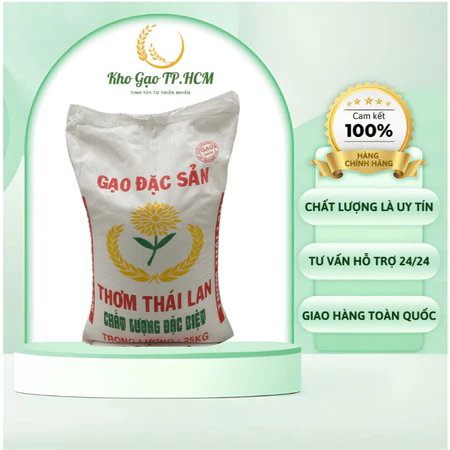 Gạo Thơm Thái Lan Thơm Dẻo Ngon Cơm Nhiều Dinh Dưỡng - Bao 5kg Kho Gạo Miền Tây
