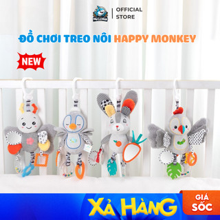 Đồ Chơi Treo Nôi Cho Bé Happy Monkey, Thú Bông Treo Xe Đẩy Kích Thích Giác Quan Trẻ Sơ Sinh