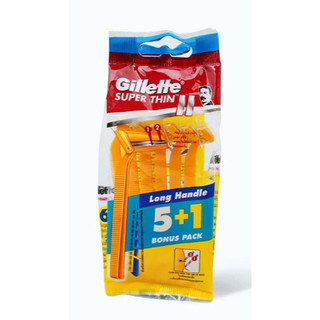 Dao cạo râu cán vàng và xanh GILLETTE super thin II  (5+1 Cái/Gói)