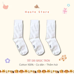 Combo 3 Đôi Trơn Trắng đen Haste Đủ Độ Dài Chất Cotton Co Giãn Unisex