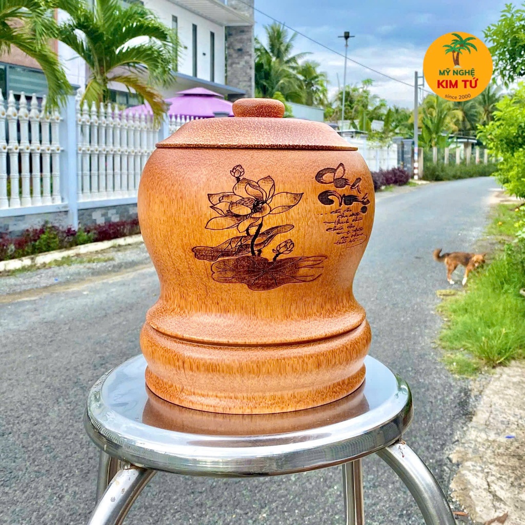 [ TẶNG ẤM 500ML - 1200ML ] Bình Ủ Ấm Trà Gỗ Dừa Điêu Khắc CHA MẸ ĐẾ CAO, Giữ Nhiệt Cao Cấp Trang Trí, Quà Tặng Sang