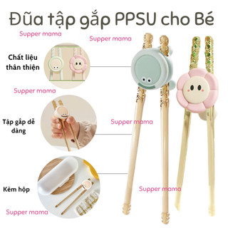 Đũa tập gắp PPSU kèm hộp cao cấp an toàn, chịu nhiệt độ cao phù hợp cho bé từ 1 đến 10  tuổi