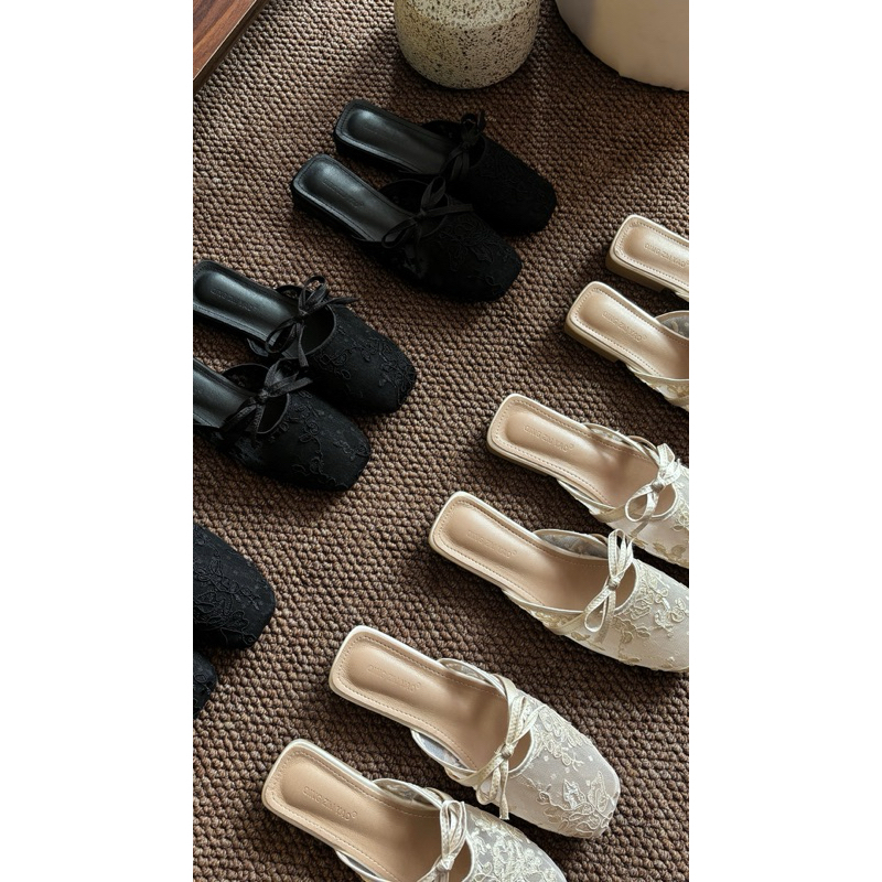 [Sẵn] Giày Sục Ballet Nữ Lưới Hoa Đính Nơ Điệu Chất Da Lưới Mềm Phong Cách Mùa Hè 2025 Hàng QCCC