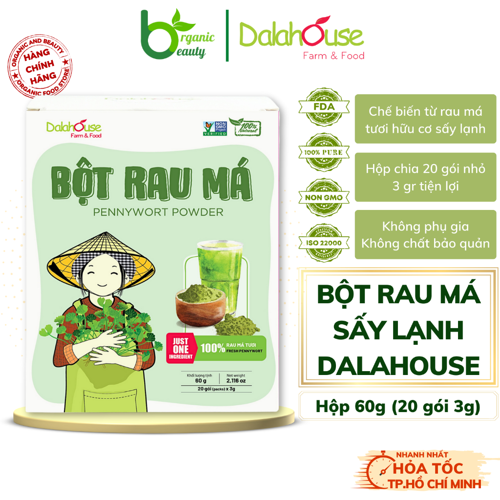 Bột Rau Má Hữu Cơ Nguyên Chất Sấy Lạnh Dalahouse, Bột Rau Má Organic ...