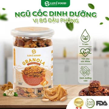 Granola Giảm Cân Granola Ăn Kiêng LOVI FOOD 300g Nhiều Hạt Vị Bơ Đậu Phộng Bổ Sung Mật Dừa Nước Ăn Vặt Healthy