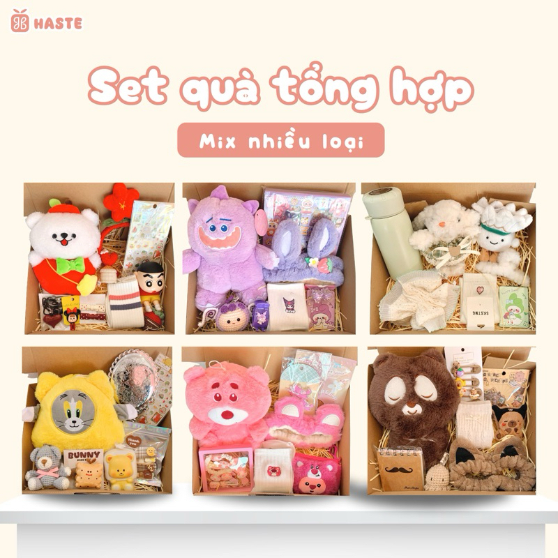 Set Quà Mix Gấu Bông Móc Khoá Bờm Tóc Tổng Hợp Đáng Yêu Cho Bạn Nữ