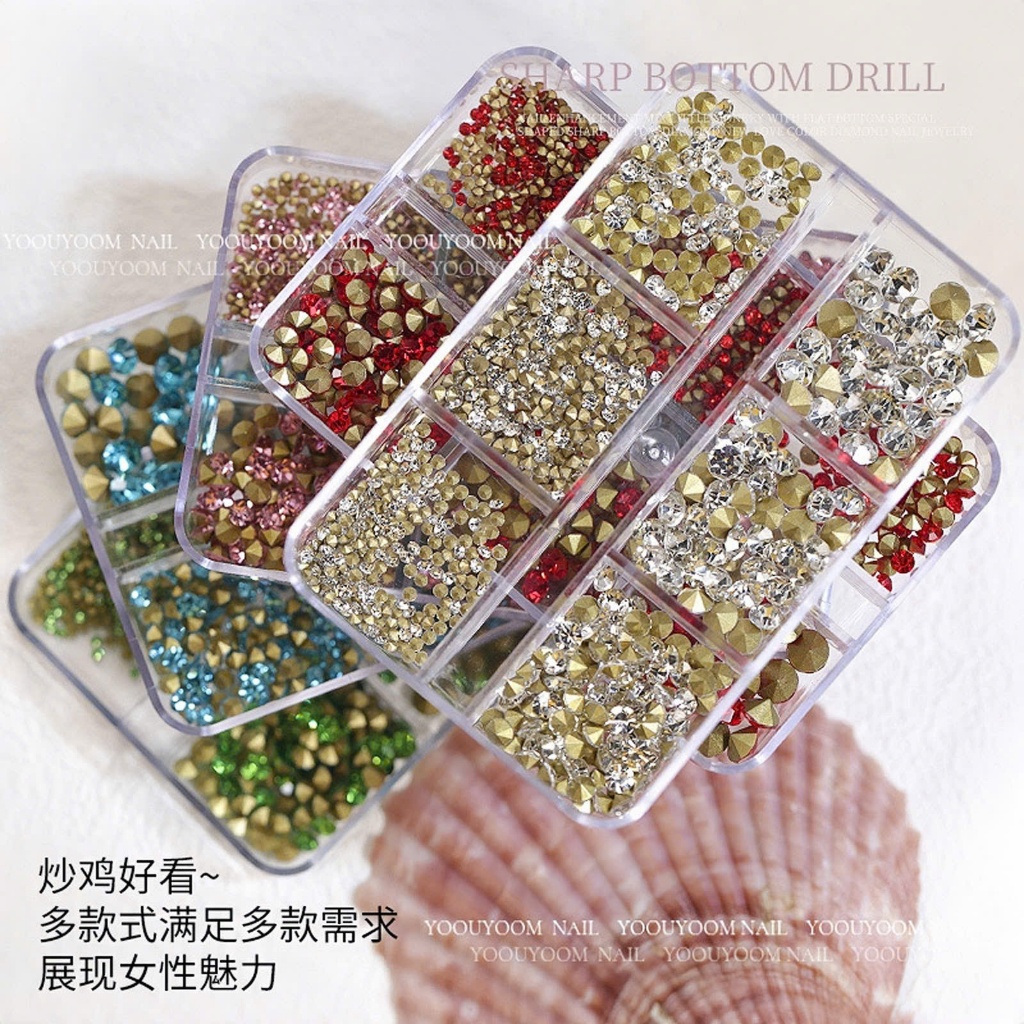 [CAO CẤP] Nail Đá Chân Nhọn Mix Siêu Sáng Trang Trí Móng Nhiều Size Đa Màu Cho Học Viên Nail Design