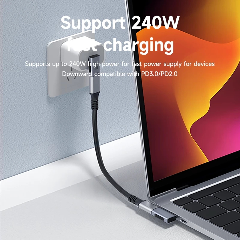 HAGIBIS Bộ chuyển góc USB4 C to C sạc nhanh 240W - 40G - 8K, chip E-maker, hỗ trợ thunderbolt 4/3