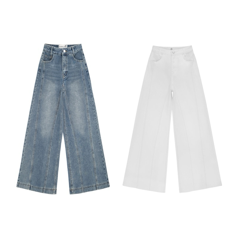 ( MA02-JW ) QUẦN JEANS LOE sọc dọc phong cách tối giản, kiểu dập lai | BAHYCHIC