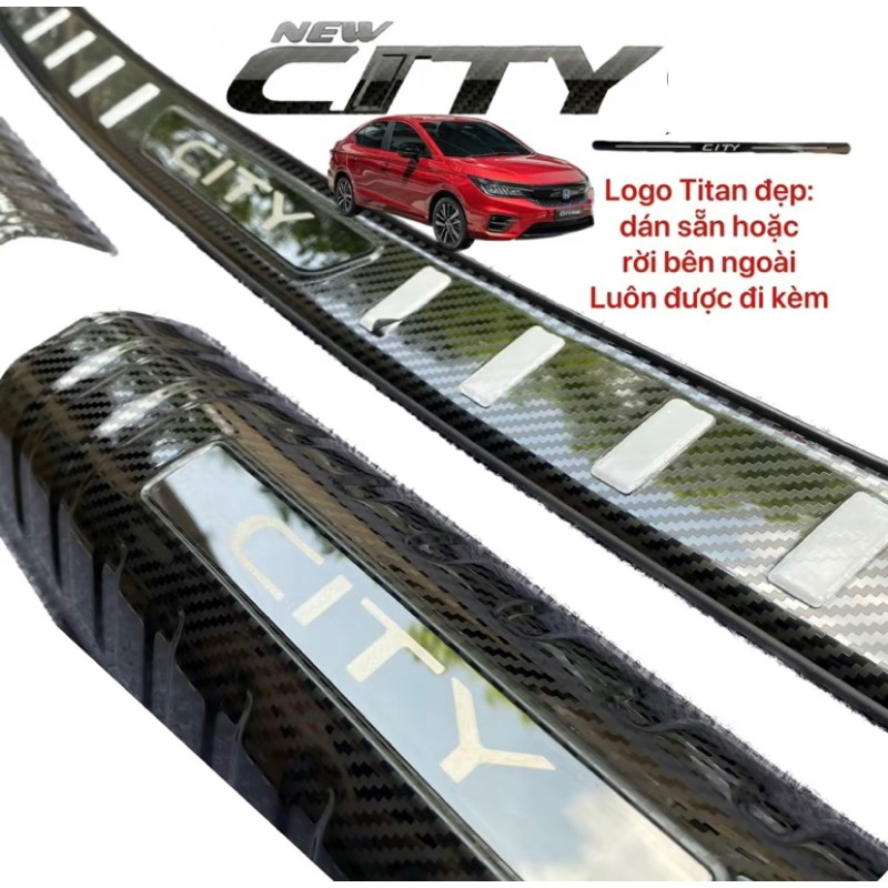 Ốp chống trầy cốp trong và ngoài xe Honda City 2021-2024 vân Carbon