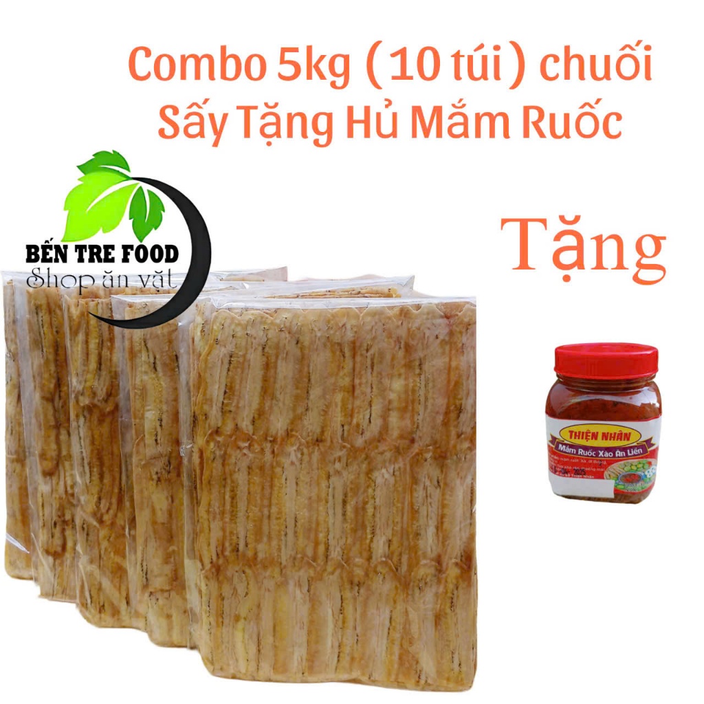 (Giá sỉ)5kg Bánh chuối sấy khô nguyên chất Bến Tre TẶNG HỦ MẮM RUỐC