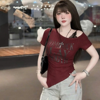Áo Thun Lệch tà Phối Ren Quyến Rũ Phong Cách STREETWEAR CỰC CHẤT