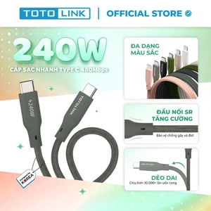 Cáp sạc nhanh TOTOLINK PD3.1 240W Type-C Dài 2M – Tương Thích iPhone 15/16, Android