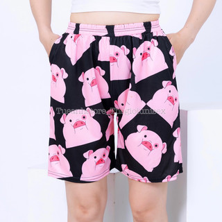 Size 38-85KG Quần Short Lững Hoạt Hình Cartoon Cute hoạ tiết HEO HỒNG ĐEN - Quần đùi cotton mùa hè nam nữ Unisex