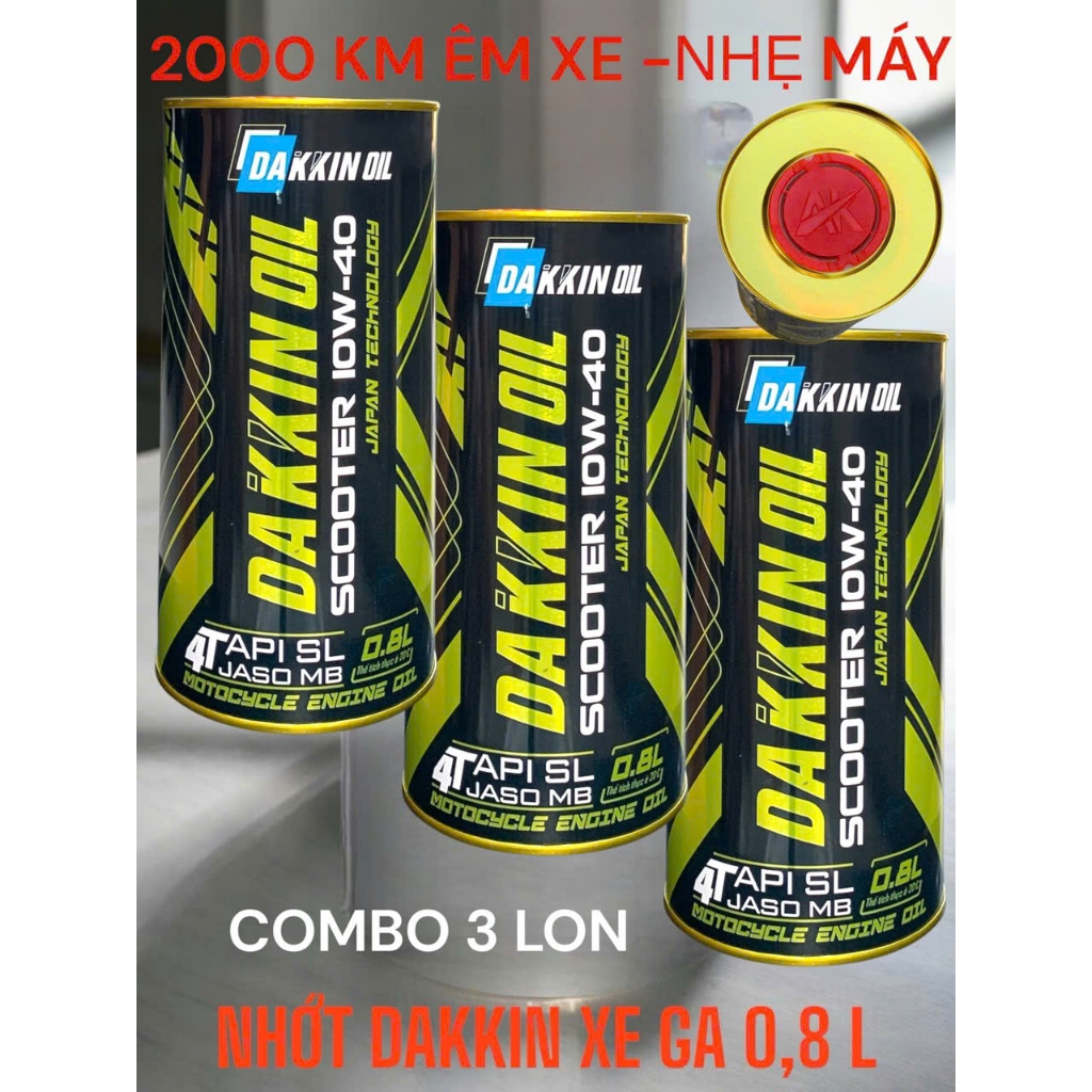 COMBO 3 LON DAKKIN OIL SCOOTER JASO MB  10W40 0,8L