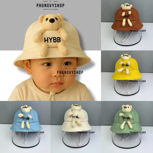 Bé 2-5 Tuổi- Mũ nón bucket tai bèo vành chống giọt bắn chắn bụi trẻ em trai gái phungvyshop- / Bo trug GẤU HYBB/