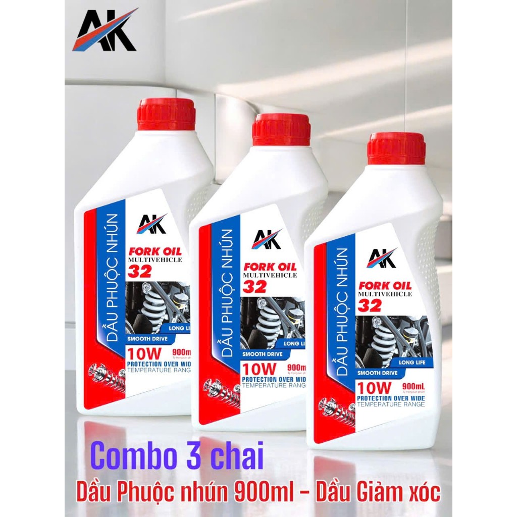 COMBO 3 CHAI DẦU PHUỘC GIẢM XÓC AK FORK OIL 32 10W 900ML