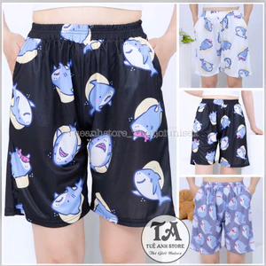Q04 - Quần Short Lững Hoạt Hình Cartoon Cute CÁ MẬP BABY SHARK - Quần đùi cotton mùa hè nam nữ Unisex TUEANHSTORE