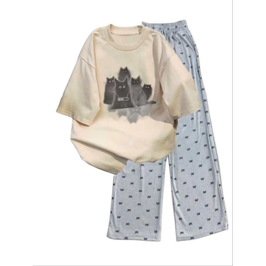 Tổng hợp các sét quần họa tiết nơ + mix áo phông form rộng unisex tay lỡ---xuongthoitranggiare