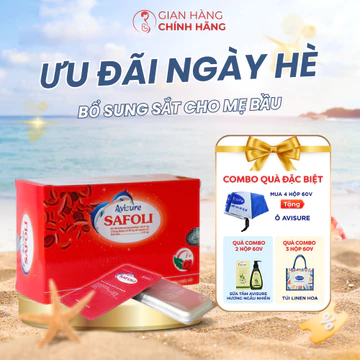 Bổ máu Safoli Avisure Chính Hãng bổ sung sắt và Acid Folic Cho Bà Bầu, Người Thiếu Máu, Thiếu Sắt