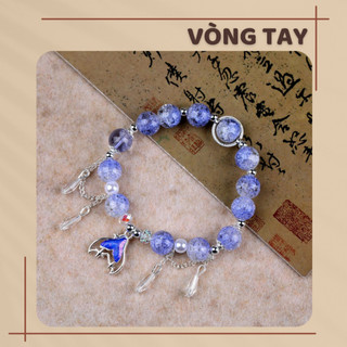 Vòng Tay Đá Xanh Dương Charm Đuôi Cá Tiên Cá Pha Lê Xinh Xắn Thanh Nhã Đơn Giản Cá Tính