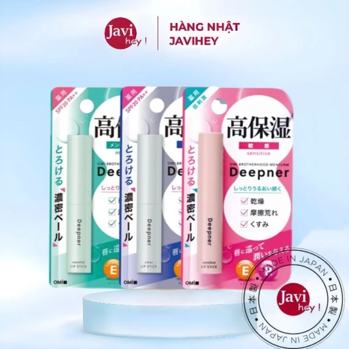 Son Dưỡng Chống Nắng Nhật Bản Dưỡng ẩm Sâu Cho Môi Nhạy Cảm Khô Nứt Nẻ Omi Menturm Deepener