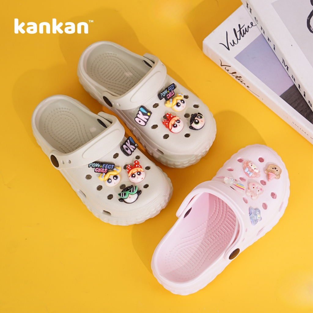 Dép Sục Cho Bé Gái Trẻ Em KanKanStore Tặng Kèm Sticker Charm Cute KA96