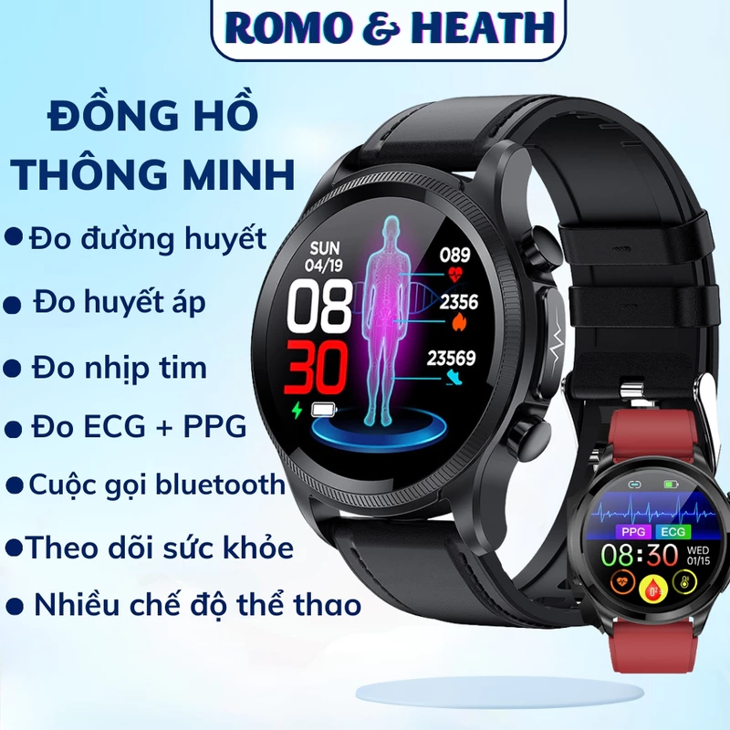 Đồng Hồ Đo Đường Huyết Không Xâm Lấn – Đồng Hồ Thông Minh Theo Dõi Sức Khỏe, Huyết Áp, Oxy Máu, Nhịp Tim, Thể Thao — ảnh 1