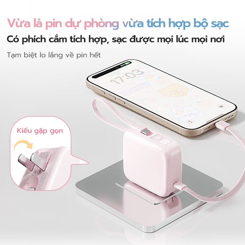 【CCC】Cục sạc dự phòng 10000mAh Uneed,Sạc Nhanh PD 22.5W mini Powerbank, Pin Sạc Type‑C/L,Củ sạc gập liên nhỏ | BigBuy360 - bigbuy360.vn