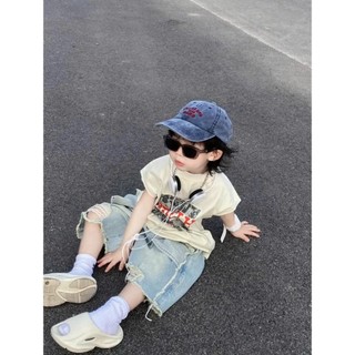 Bộ Áo Tank Top Cotton Kem Phối Quần Jean Ngố Năng Động Cho Bé Trai