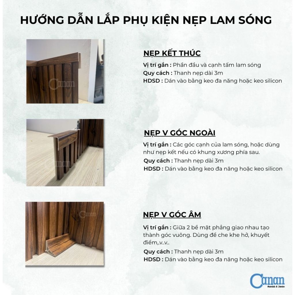 Tấm Nhựa PVC Ốp Tường Lam 3 Sóng Thấp 3000x195x12mm [Thanh 3m Cắt Đôi 1m48] - Lam Sóng Cao Cấp | BigBuy360 - bigbuy360.vn