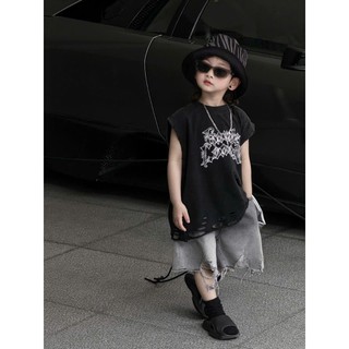Set Đồ Bé Trai: Áo Tank Top Đen Và Quần Ngố Jean Size 12 đến 36kg