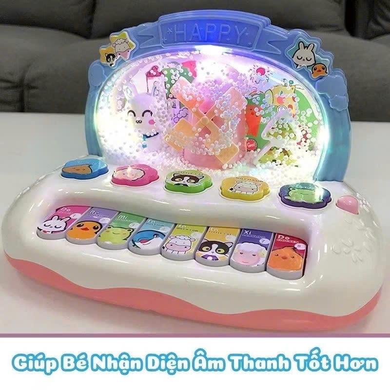 Đàn Piano cối xay gió bông tuyết phát nhạc âm thanh vui nhộn cho bé - Đồ chơi đàn piano phát triển giác quan cho bé