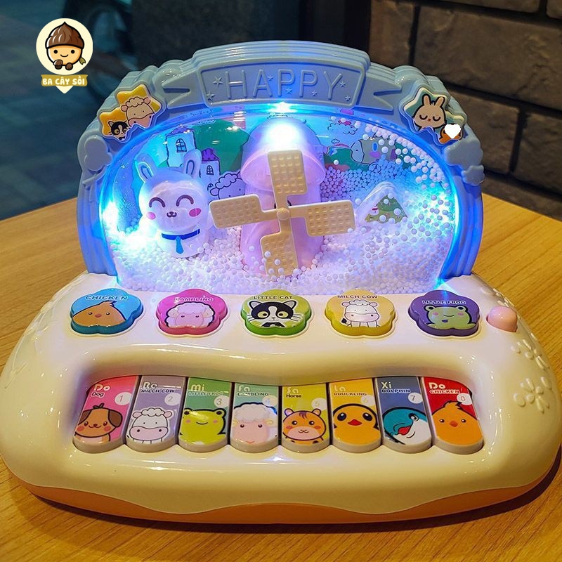 Đàn Piano cối xay gió bông tuyết phát nhạc âm thanh vui nhộn cho bé - Đồ chơi đàn piano phát triển giác quan cho bé
