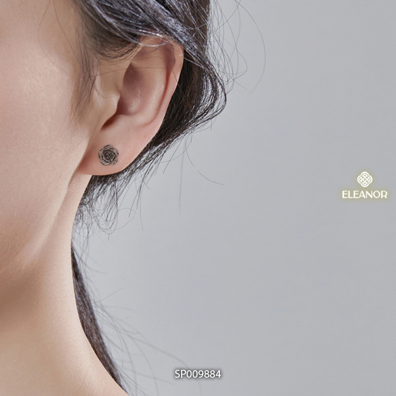 Bông tai nữ chuôi bạc 925 Eleanor Accessories hoa hồng loang đen phụ kiện trang sức khuyên tai 9884