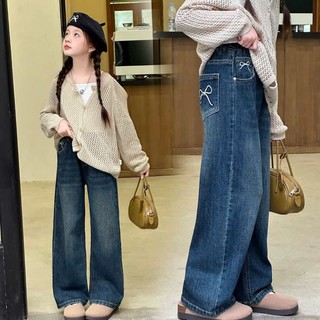 Quần Jean Xuông Thêu Nơ Xinh Xắn Cho Bé Gái 18-46kg