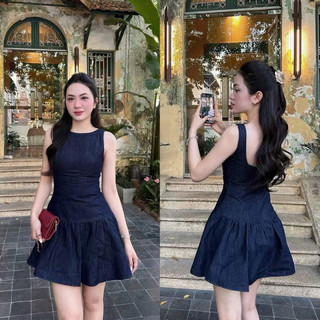 [V1.1000] Váy Bò Sát Nách Dáng Xoè Hở Lưng Khoá Đồng Kèm Quần Đùi Rời