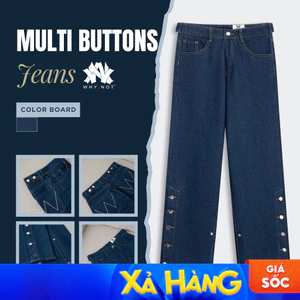Quần Jeans Nam Ống Suông WHY NOT MULTI BUTTONS Thiết Kế Cúc Cạnh Ống Độc Đáo - Cúc Cạp Sau JRCOQT