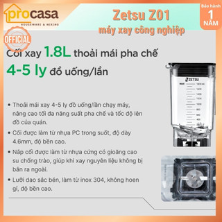 Máy xay sinh tố công nghiệp Zetsu Z01 - 1680W - hẹn giờ 5 mức tự động