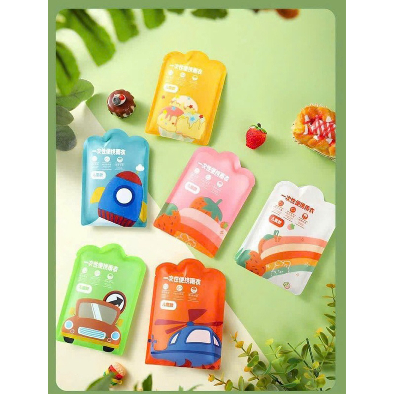 SET 7 áo mưa 1 lần siêu dai freesize cho bé 20-45kg