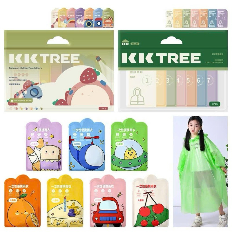 SET 7 áo mưa 1 lần siêu dai freesize cho bé 20-45kg