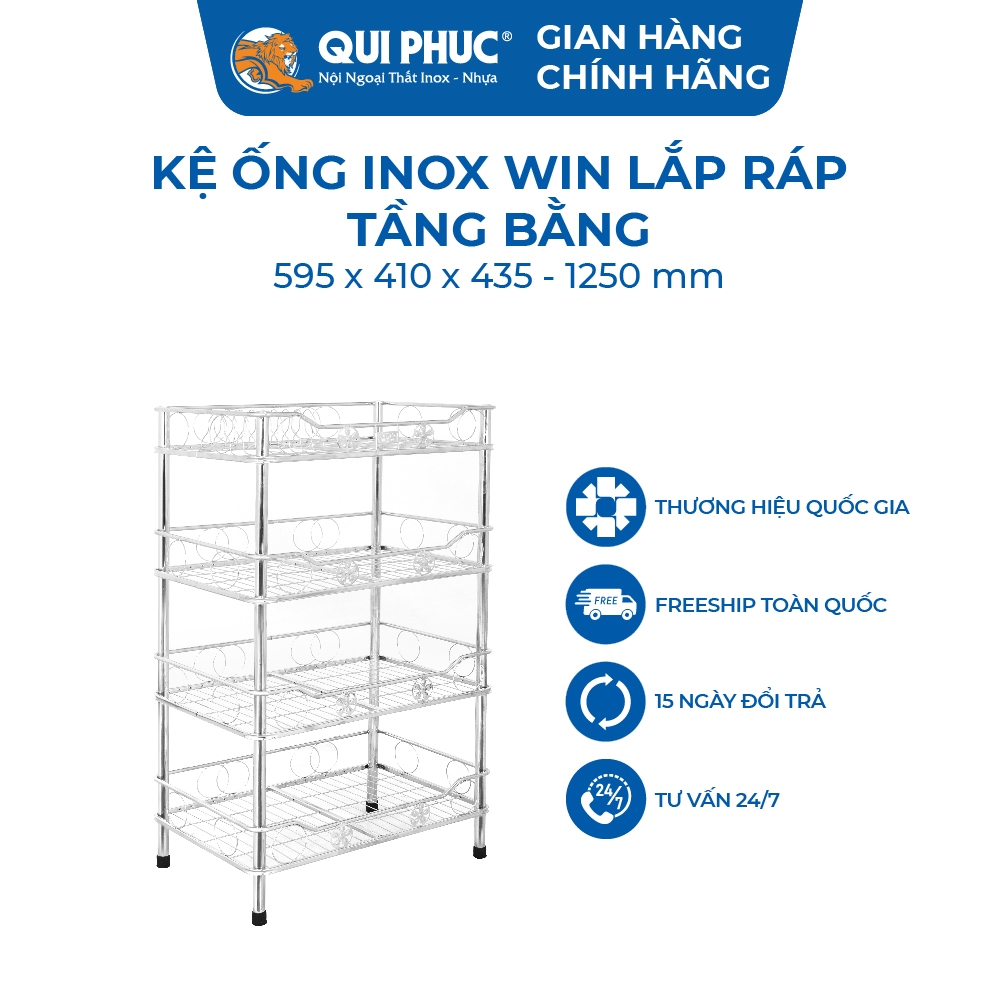 [HỎA TỐC] Kệ ống inox WIN tầng bằng QUI PHÚC, inox không gỉ, thiết kế lắp ráp, tiện dụng, đa năng