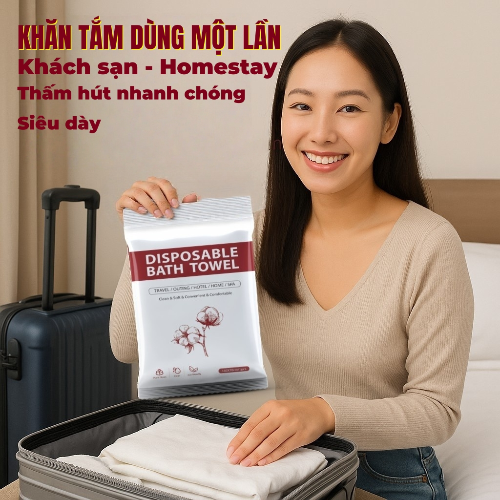 Khăn tắm dùng một lần Khăn mặt dùng 1 lần Khăn tắm du lịch cao cấp 140x70cm Khách sạn Homestay Spa