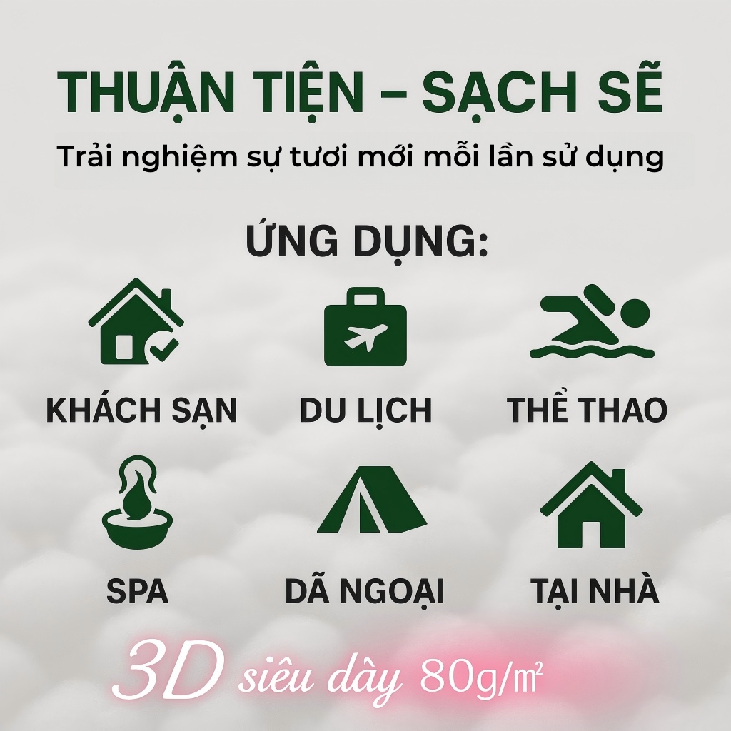 Combo 5 gói Khăn Tắm Dùng Một Lần – Nhỏ Gọn, Vệ Sinh, Tiện Lợi Cho Du Lịch, Khách Sạn, Spa